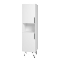 Manhattan Comfort 404AMC198 Beekman 17.51 Narrow Bookcase Cabinet with 5 Shelves in White